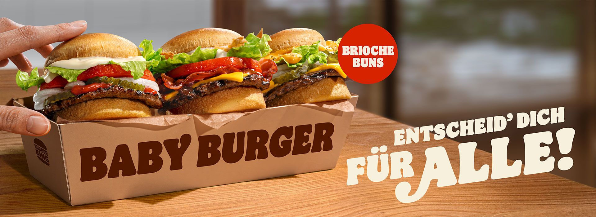 Mit unseren neuen Baby Burgern bekommst du alle Highlights in einer Box